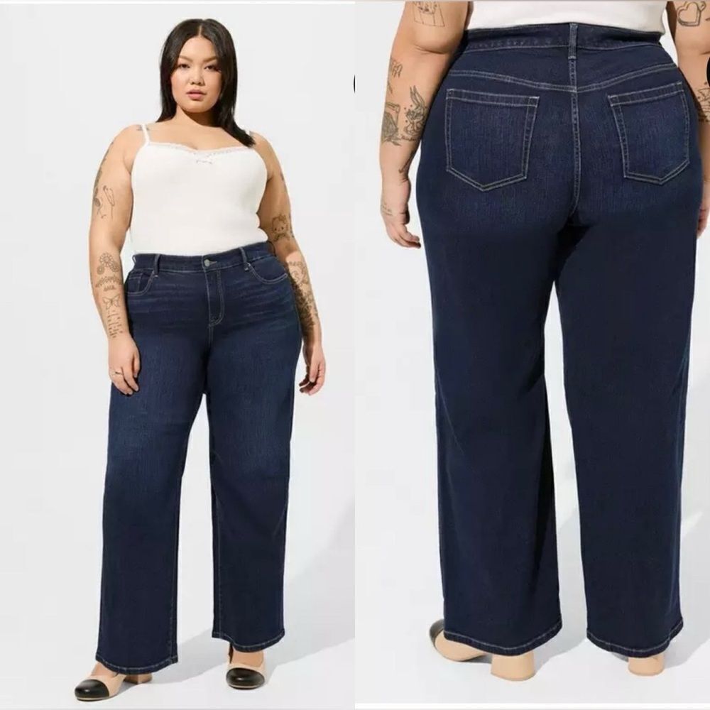 Torrid perfect wide leg vintage stretch dark blue sz 28 Short
